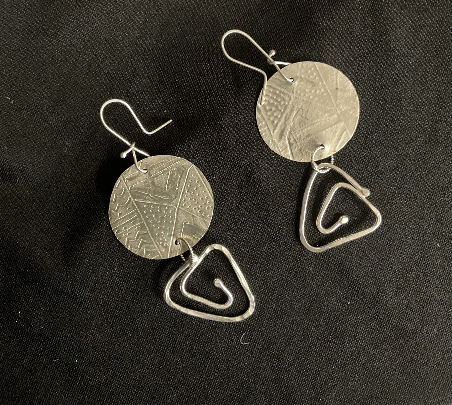 Sterling Silver mud cloth print spiral earrings