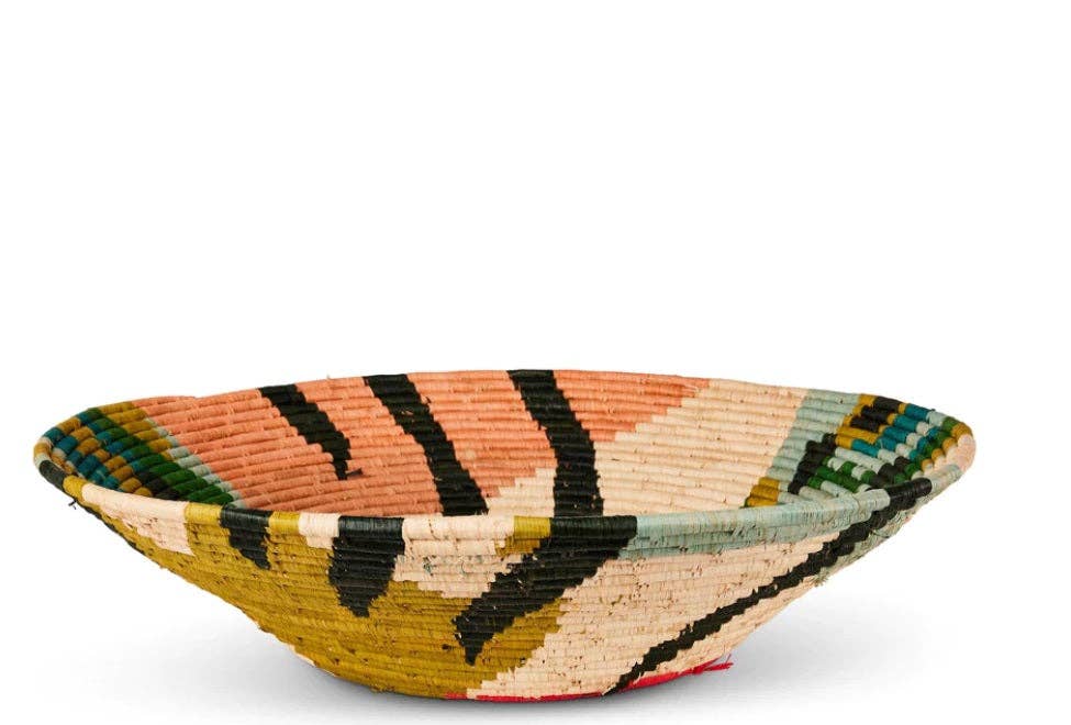African  Uganda Woven Bowl - Blissfull Brights Woven Bowl 16: 16" x 4"