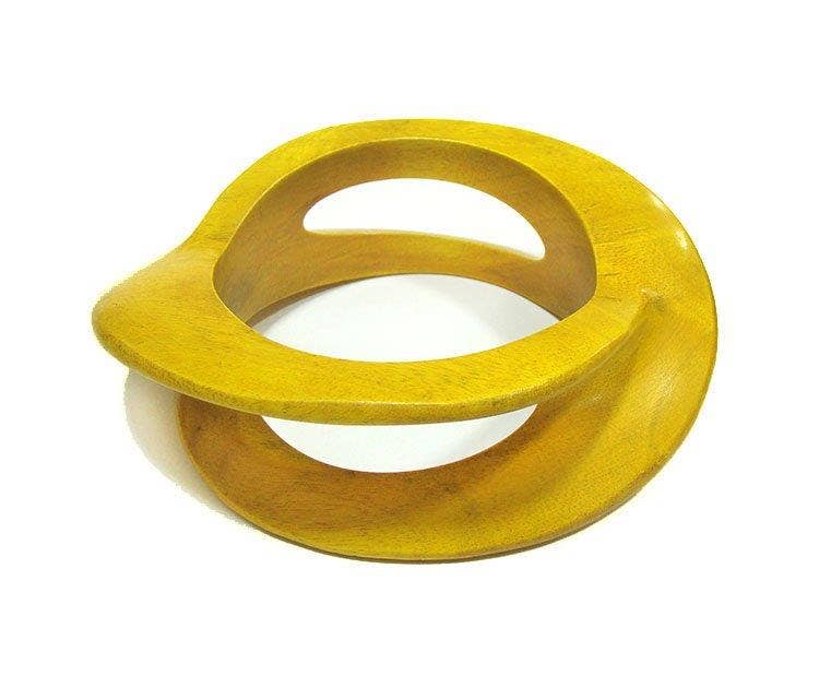 Carved Wooden Bangle African Jewelry: Brown