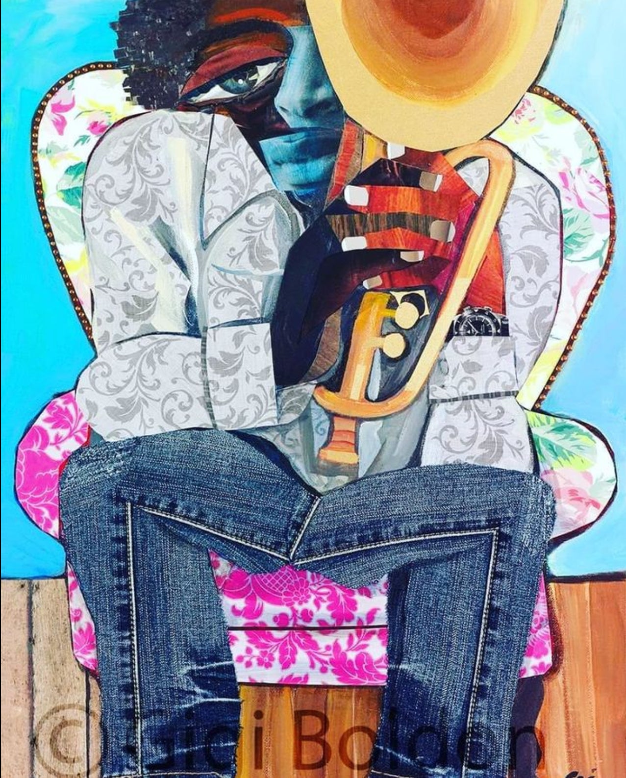 "Musician Chillin at Big Mommas" - Giclee
