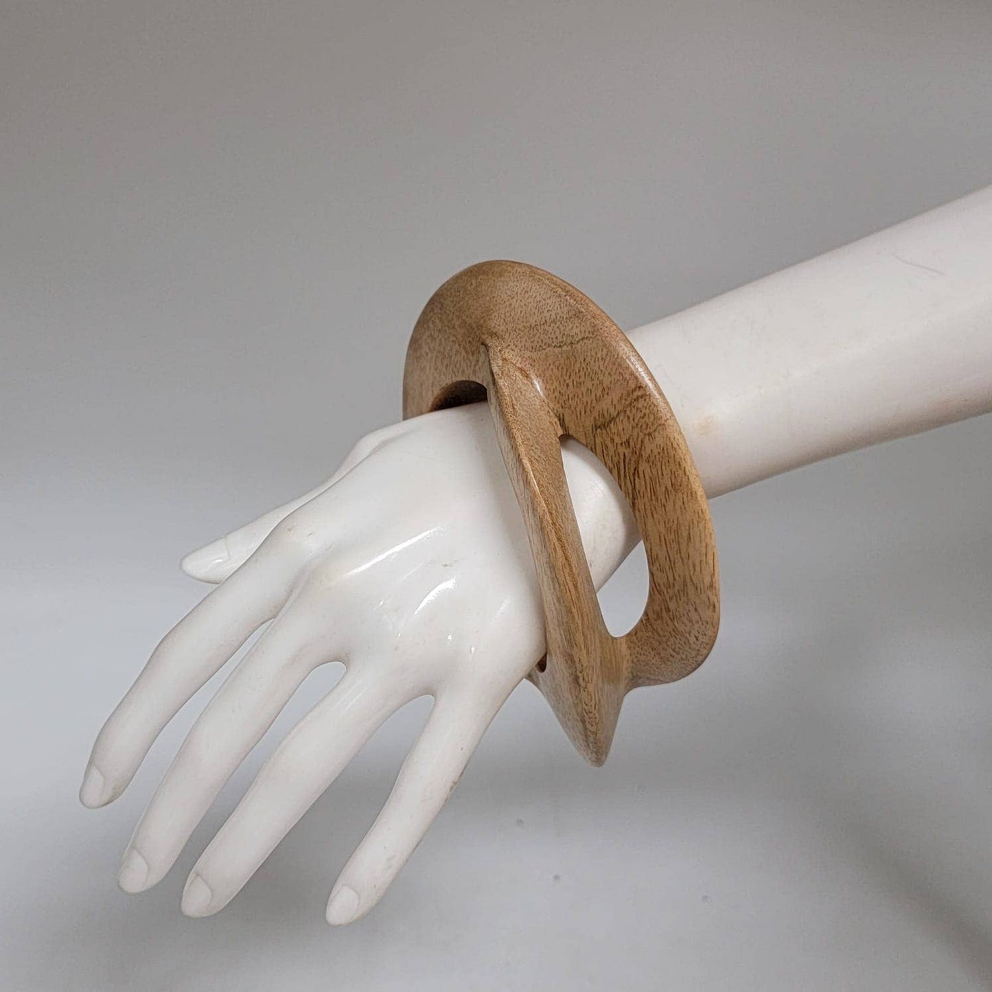 Carved Wooden Bangle African Jewelry: Orange