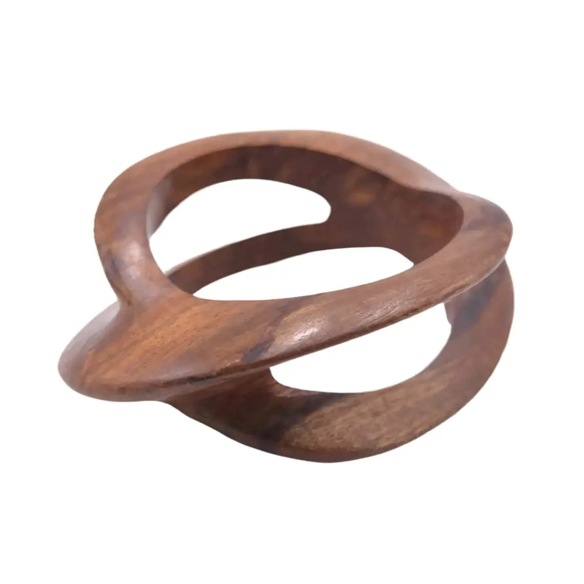 Carved Wooden Bangle African Jewelry: Brown