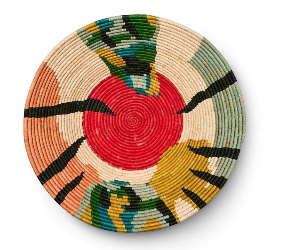 African  Uganda Woven Bowl - Blissfull Brights Woven Bowl 16: 16" x 4"