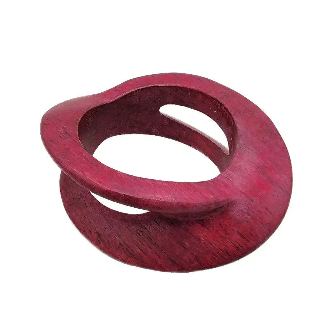 Carved Wooden Bangle African Jewelry: Orange