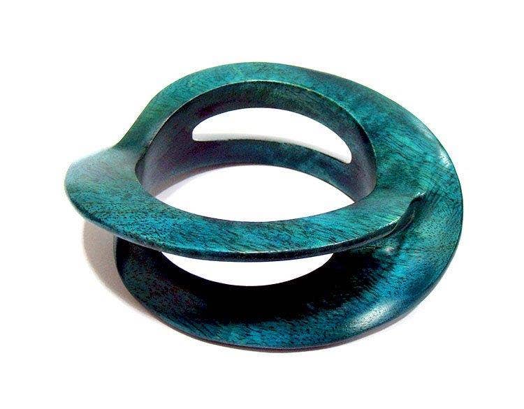 Carved Wooden Bangle African Jewelry: Brown