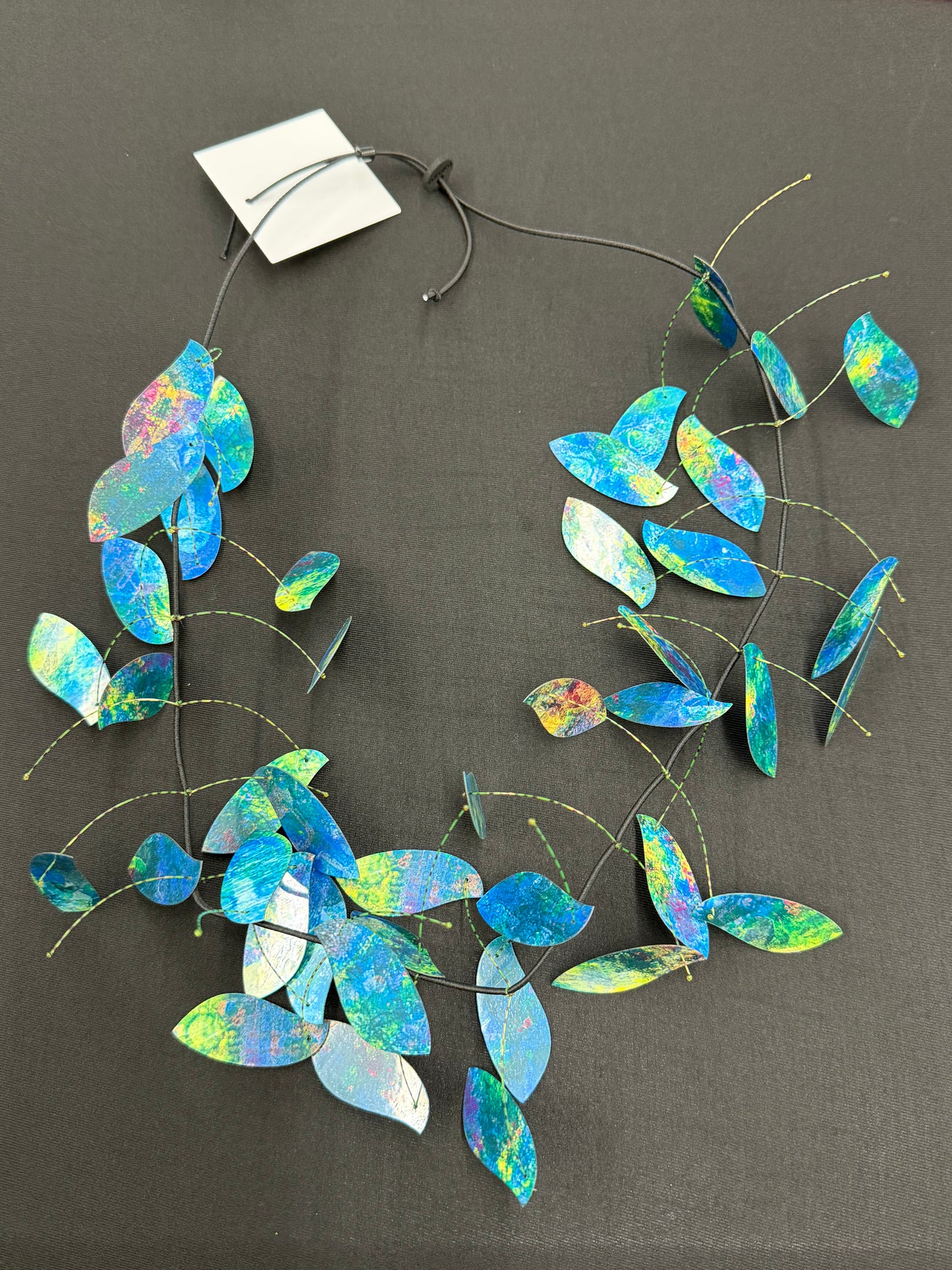 Multicolor (Blues, Greens and Yellow) Leaf shape necklace