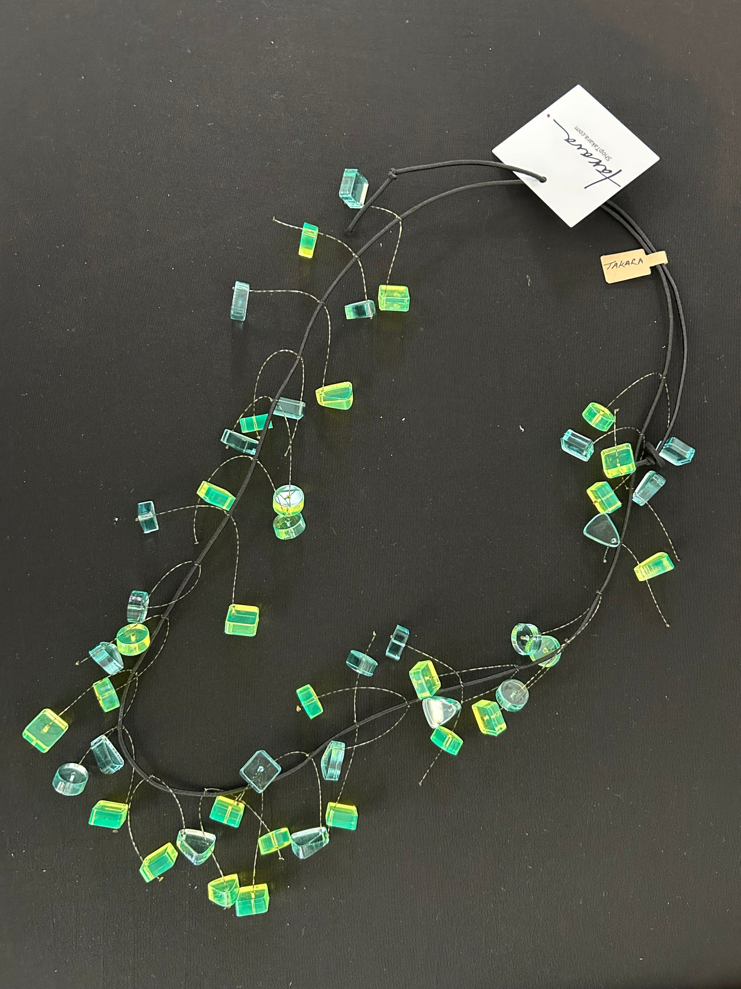 Takara Green Translucent Small Square Bead Necklace