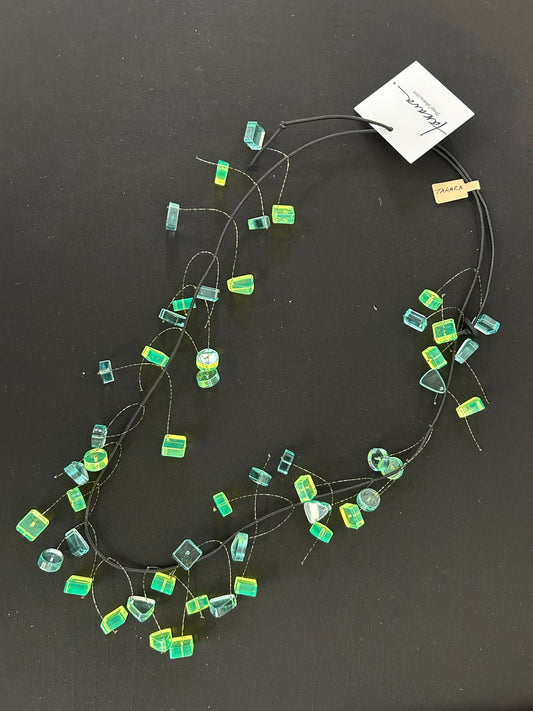 Takara Green Translucent Small Square Bead Necklace
