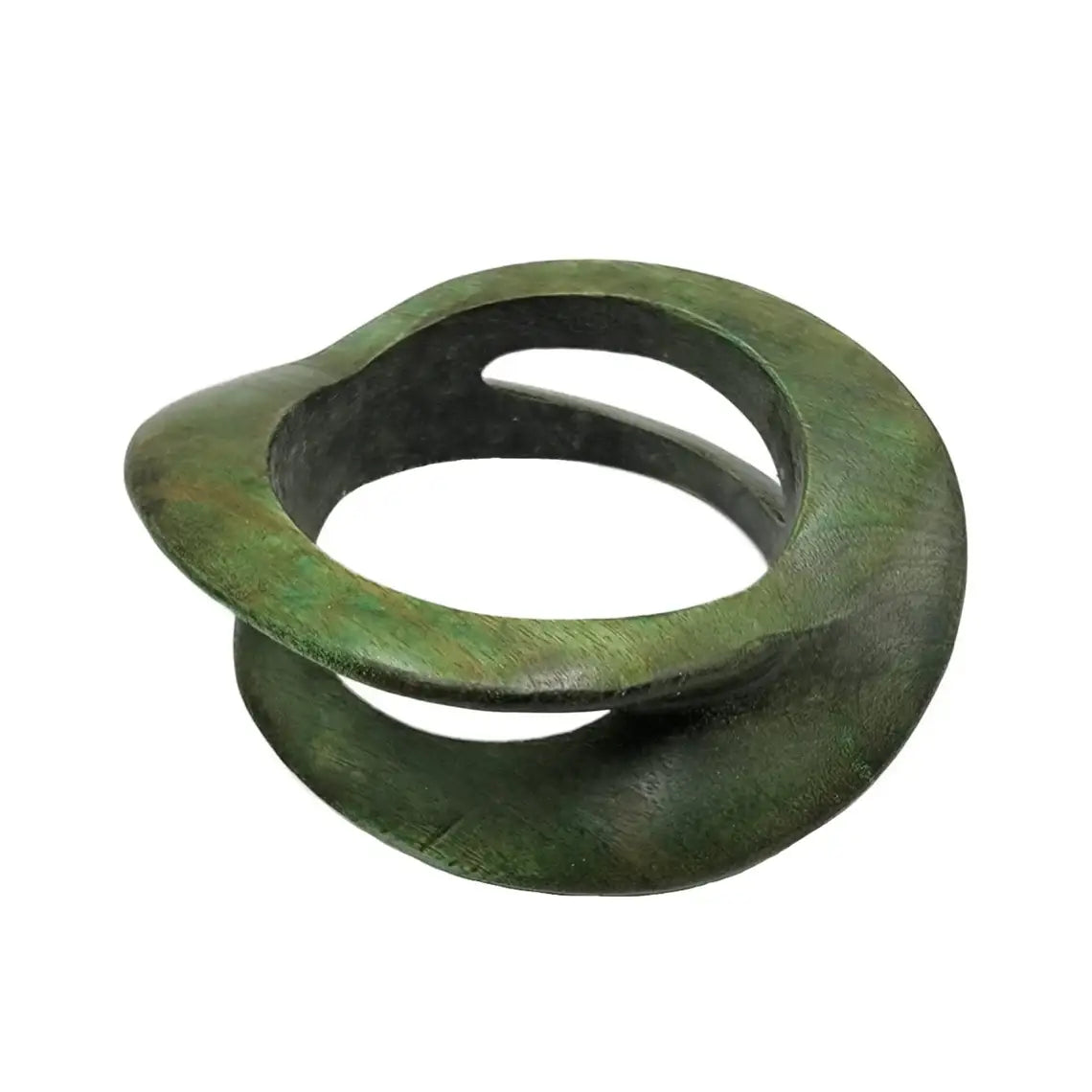 Carved Wooden Bangle African Jewelry: Brown