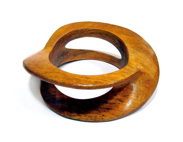 Carved Wooden Bangle African Jewelry: Green
