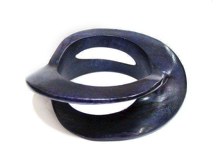 Carved Wooden Bangle African Jewelry: Brown