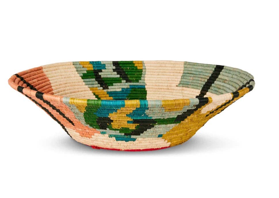 African  Uganda Woven Bowl - Blissfull Brights Woven Bowl 16: 16" x 4"