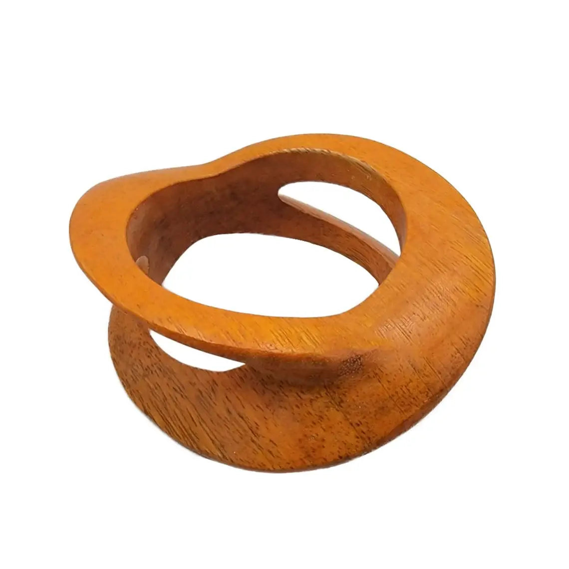 Carved Wooden Bangle African Jewelry: Orange